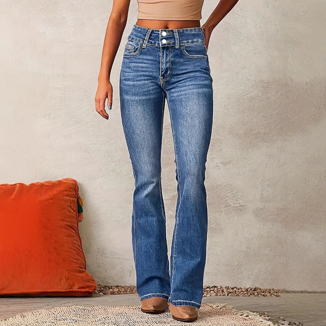 Women's Clothing retro stretch jeans women's clothing spring new washed street flared trousers