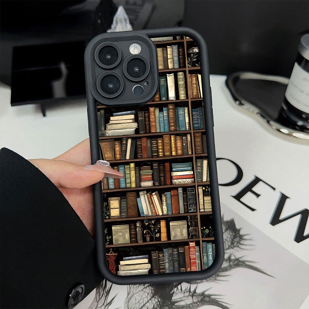 Book Shelf Creative Pattern Phone Case For IPhone 11 12 13 14 15 16 Pro Max 16E XS X XR 7 8 Plus SE 2022 Shockproof Soft Cover