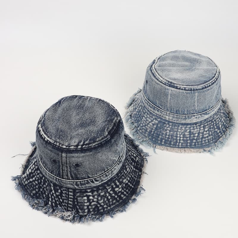 Hot Sale Denim Material Flat Top Burrs Women Shade Fisherman'S Outdoor Sun Protection Spring Autumn Basin Cap Fishing Hat