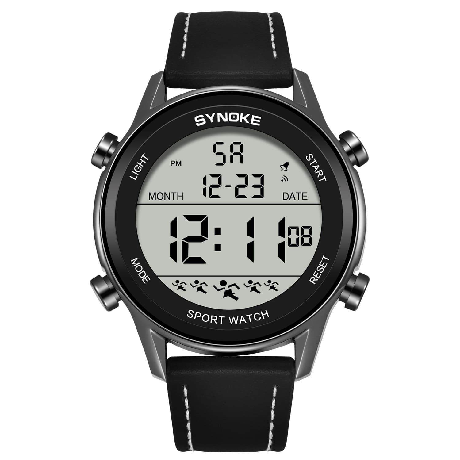 Montre de sport numérique pour homme, étanche jusqu'à 50 m, avec veilleuse, grand écran de 1 pouce, style décontracté et urbain, multifonctionnelle et étanche.