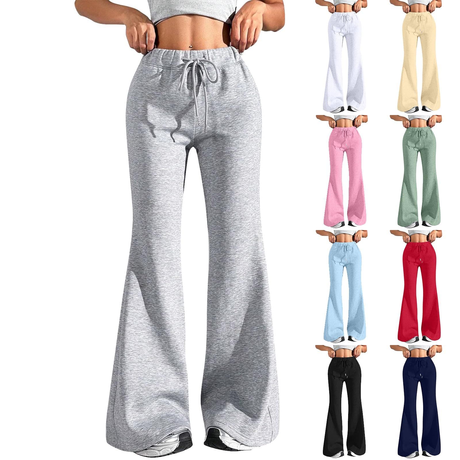 ​​Women’s High-Waisted Micro Flared Sweatpants – Slimming Casual Sports Pants (Light Gray/Pink/Green/Blue/Black/Red/White, S-3XL)​​