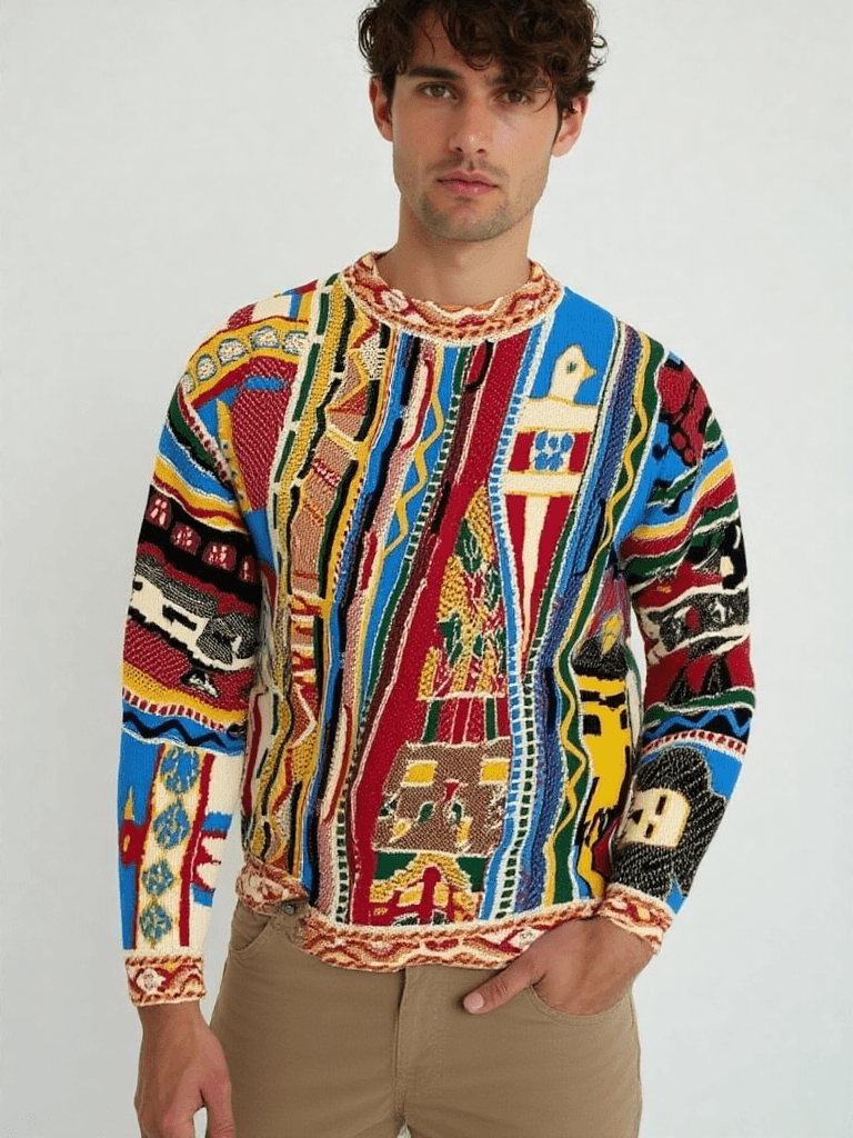 Reto Autumn 3 New Fashion Tend National Thick Casual 8 Winte Knit 3D Digital Pint Men's Cew Neck Sweatshit