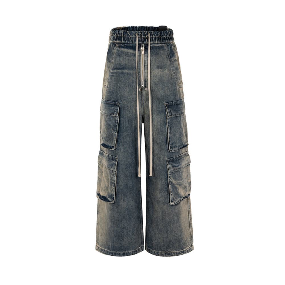Owen Seak Men Cargo Jeans Casual Loose Gothic Men's Sweatpants Autumn Black Long Pants Size XL