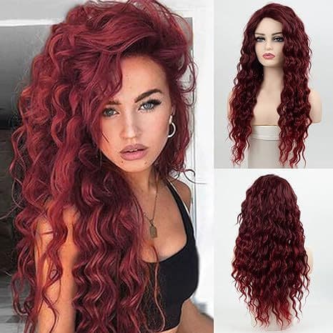 Synthetic Hair Fashion Wigs Ladies Long Curly Hair Wine Red Twisted Braids Long Synthetic Fiber Headpiece Wig