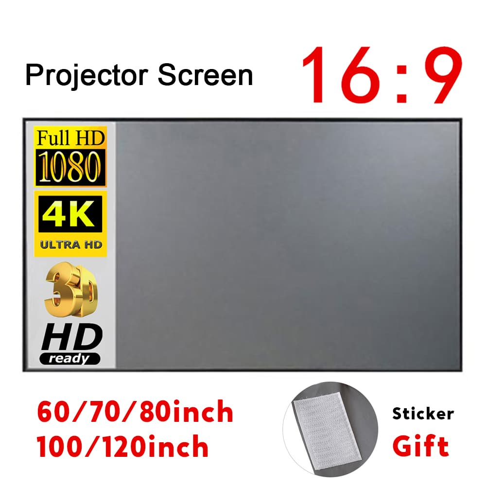 Portable Screen Simple Curtain Anti-Light 60/70/80/100/120 Inches Projection Screens For Home Outdoor Office Projector