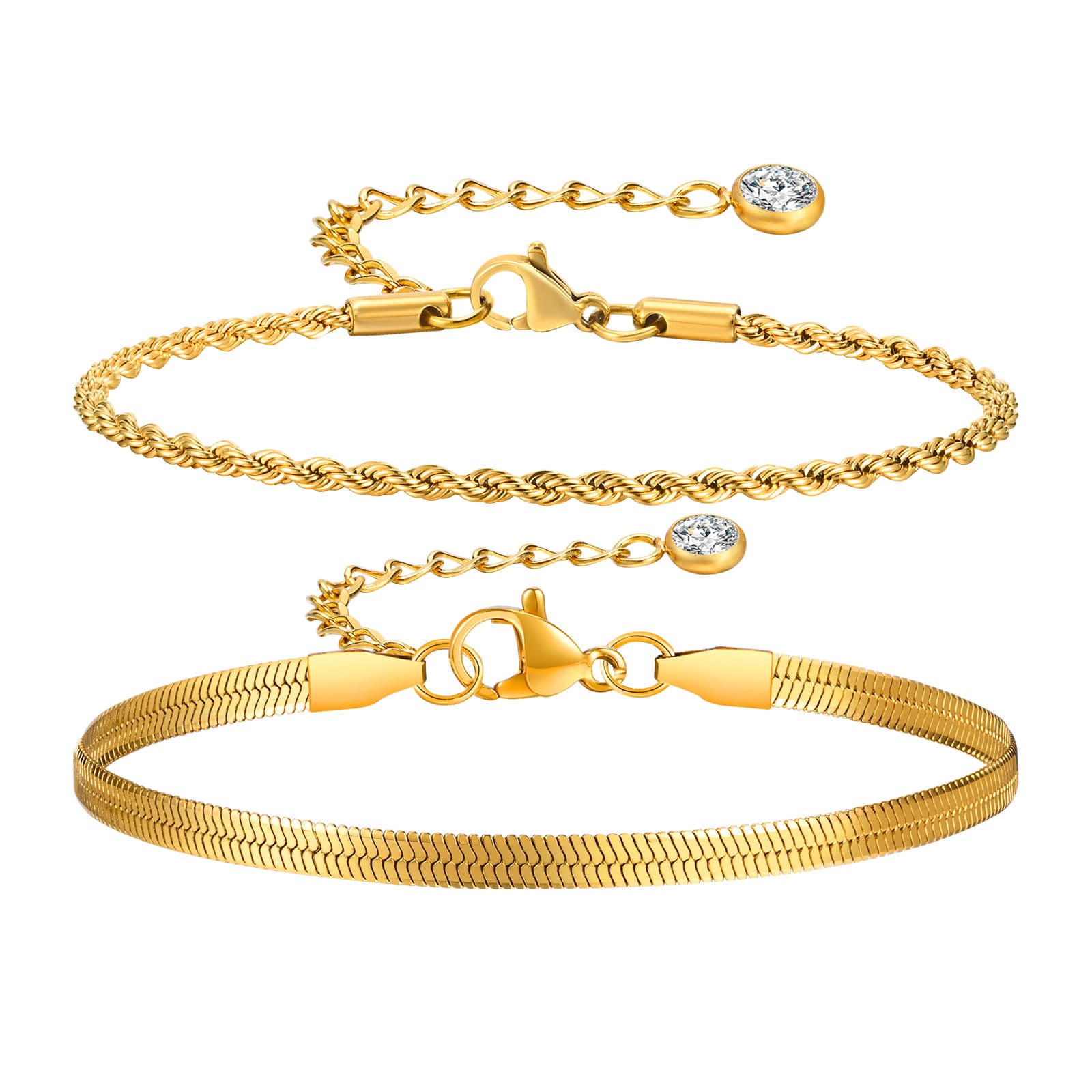 Daily Versatile Twisted Snake Bone Bracelet K Gold Plated