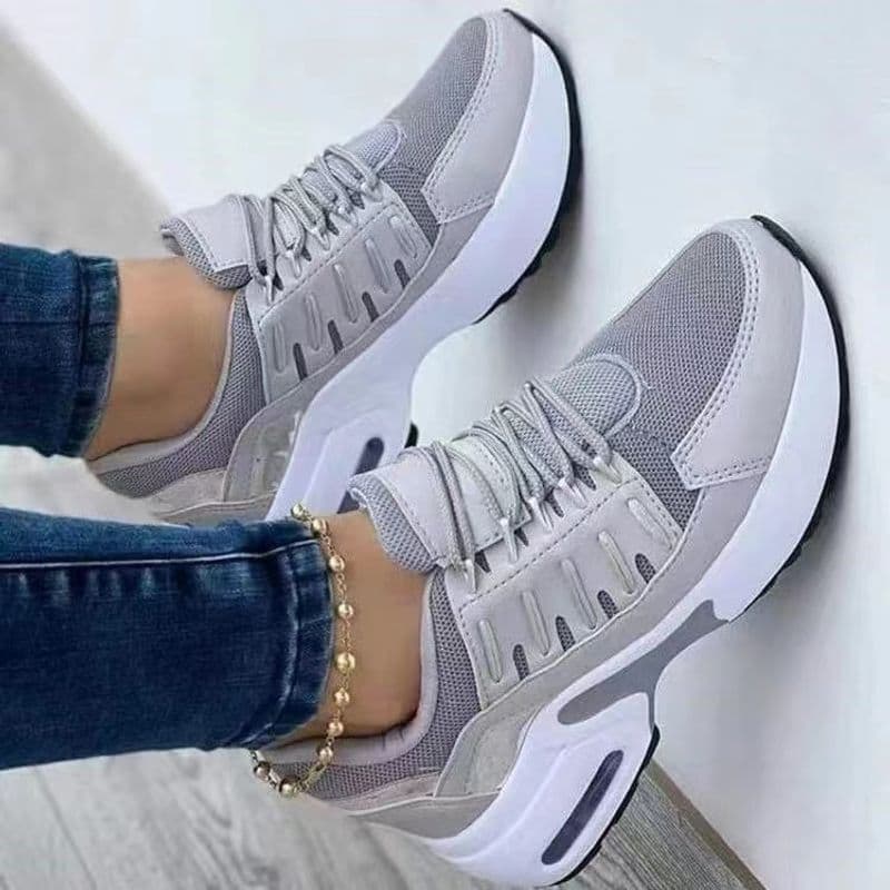 2023 dames Baskets À Lacets Talon Compensé Vulcanisé Semelle Épaisse Coussin D'air Décontracté Grande Taille Chaussures Pour Femmes