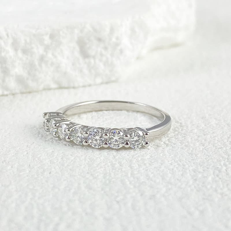 Fashion NeeTim Full Moissanite Ring for Women S Sterg Sier with White Gold Plated Diamond Wedding Bridal Band Fine Jewelry