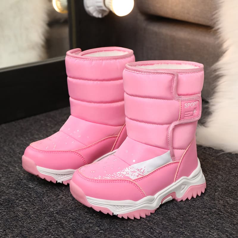Cross-border supply children's snow boots medium and large children's winter fleece-lined warm cotton shoes multi-color camouflage high-top cotton chi