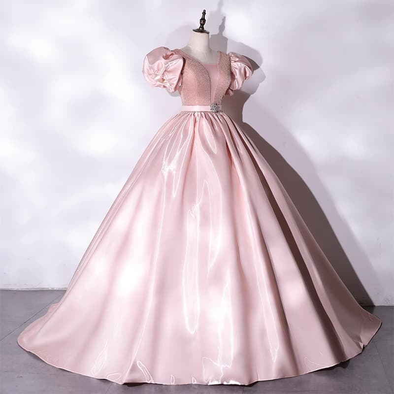 ​​Romantic Pink Tutu Evening Gown – Satin Princess Ballgown For Vocal Performances, Hosting & Special Occasions​​