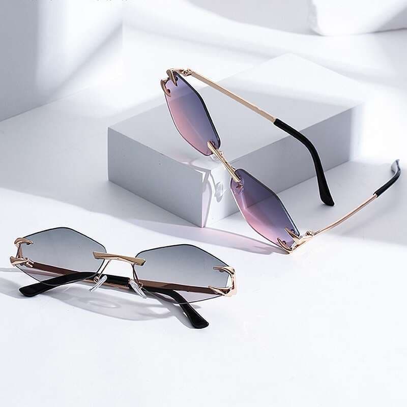 VOOTHOST Fashion Rimless Square Sunglasses UV400 Retro Gradient Frameless Sunglass High Quality Small Frame Popular Metal Eyewear F0252