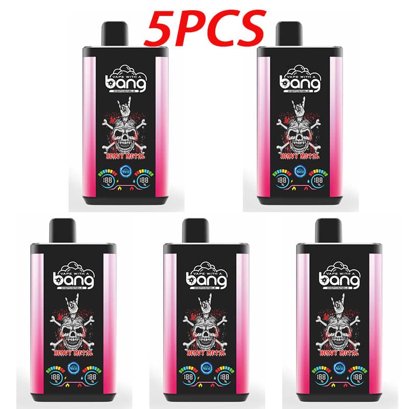 Lot de 5 vapes jetables Bang Pro 30 KPuffs, 36 ml, pré-remplies, écran de type C, coulissantes à gauche et à droite, saveur de fruits.