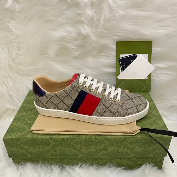 Baskets en cuir de qualité supérieure pour hommes et femmes, chaussures de course à rayures brodées Ace Bee