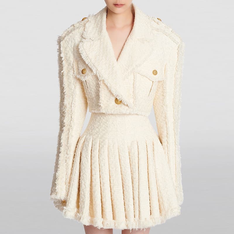 Women's Star Fashionable Short Tweed Fringed Suit Jacket
