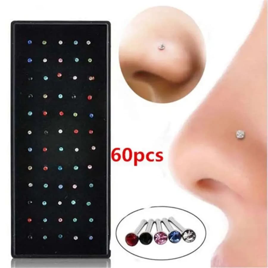 Jewelry & Accessories Factory Direct Supply 60 Opp Bag Nose Studs Perforated Diamond Jewelry Combination