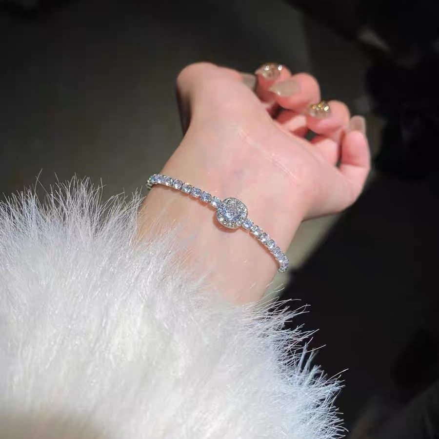 Square Zircon Adjustable Bracelet Women's Simple Light Luxury Bracelet Personalized Temperament High End Feeling Bracelet