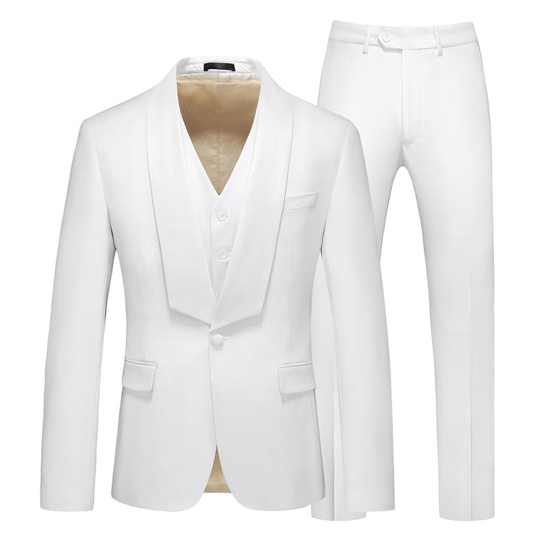 CT 3D Image - Men's Set With Green Fruit Collar, Three-Piece Wedding Suit