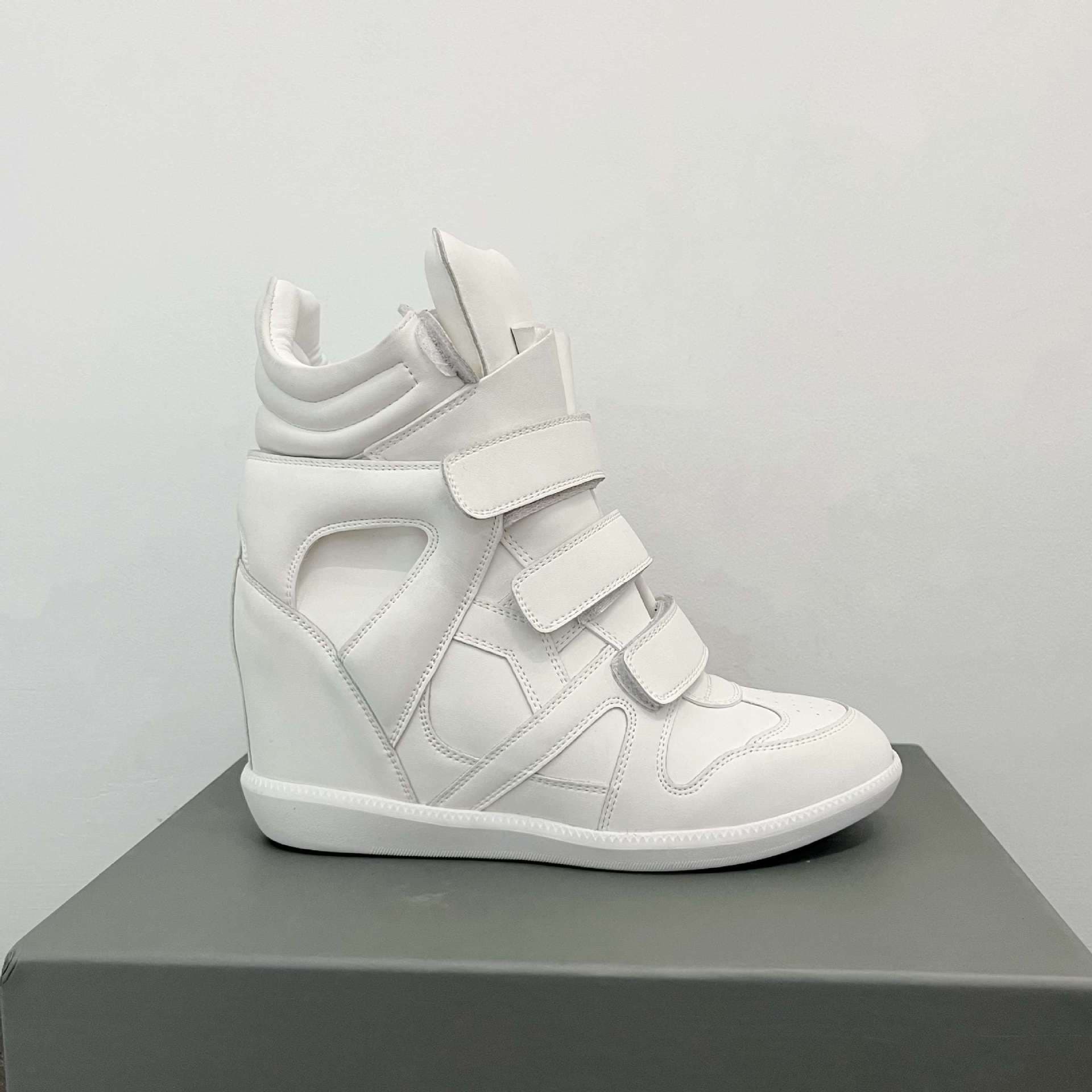 Baskets montantes pour femmes, color block, fermeture velcro, semelle épaisse, chaussures décontractées polyvalentes pour le printemps