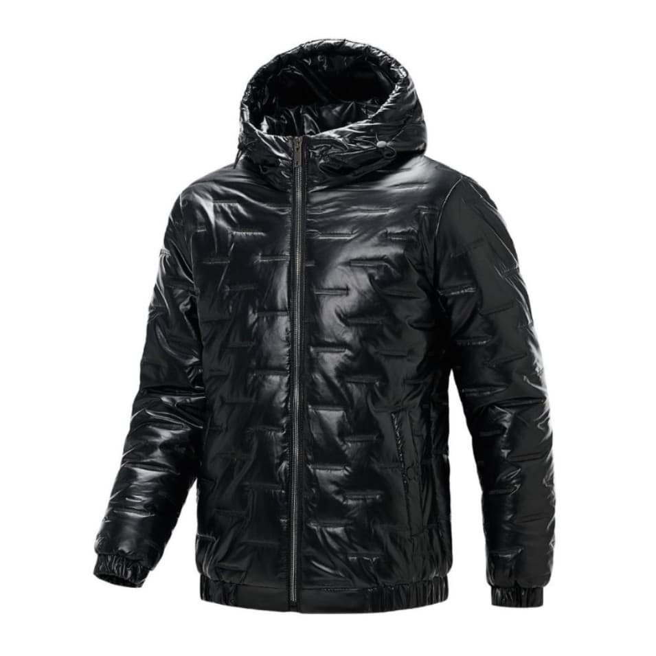 ​​Men’s Performance Puffer Jacket – Lightweight Reflective Ski & Gym Coat (Black, Slim Fit)​​
