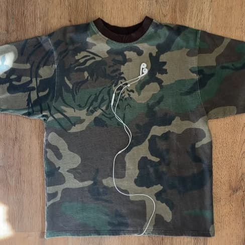 Retro Camouflage Print Crew Neck T-Shirt For Young Girls Casual High Street Fashion Trend Punk Gothic Short Sleeve Top