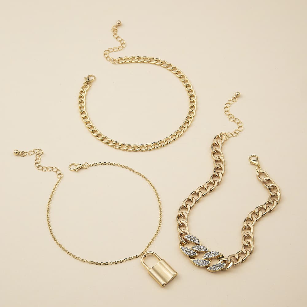 Bohemian Ethnic Retro Women Beach Vacation Foot Chain Fashion Retro Anklet Lock Set Combination Ethnic Anklet Women