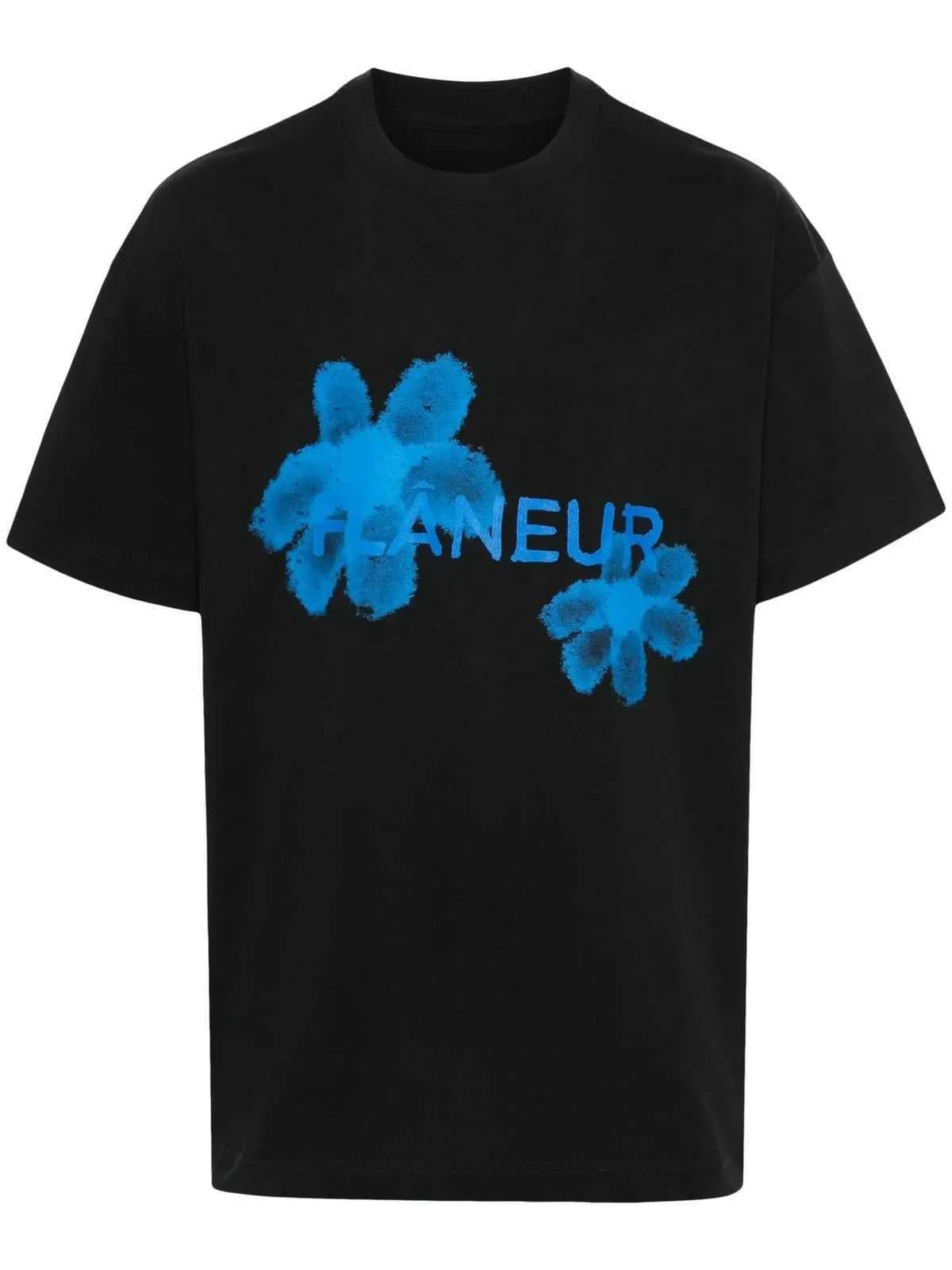 Flaneur Homme Floral Graphic Pattern Printed Summer Brand Pure Cotton Men And Women T-shirts J250529