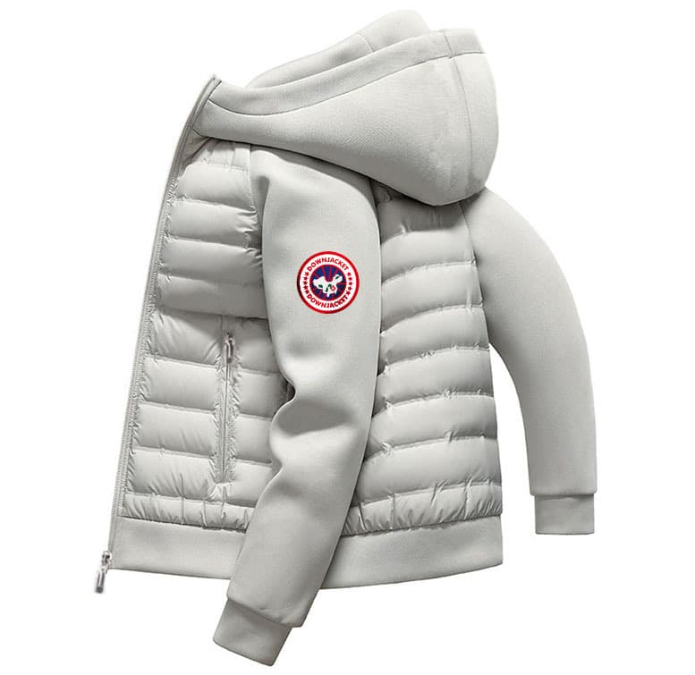 Veste à capuche Urban Tech pour homme et femme - Manteau d'hiver léger avec empiècements contrastés, polyester imperméable (blanc, noir)