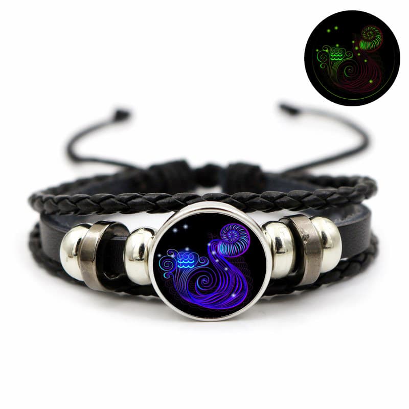 Bracelet en cuir lumineux pour homme et femme, douze constellations, style coréen, simple et lumineux