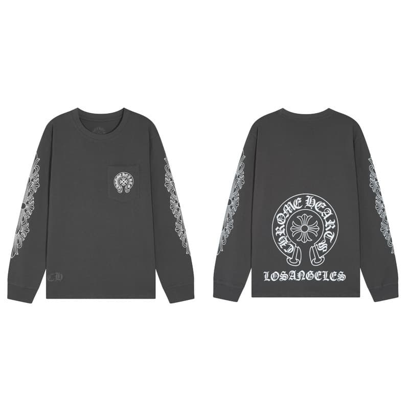 Collection de t-shirts à manches longues unisexes en pur coton double fil de haute qualité Chrome Heart