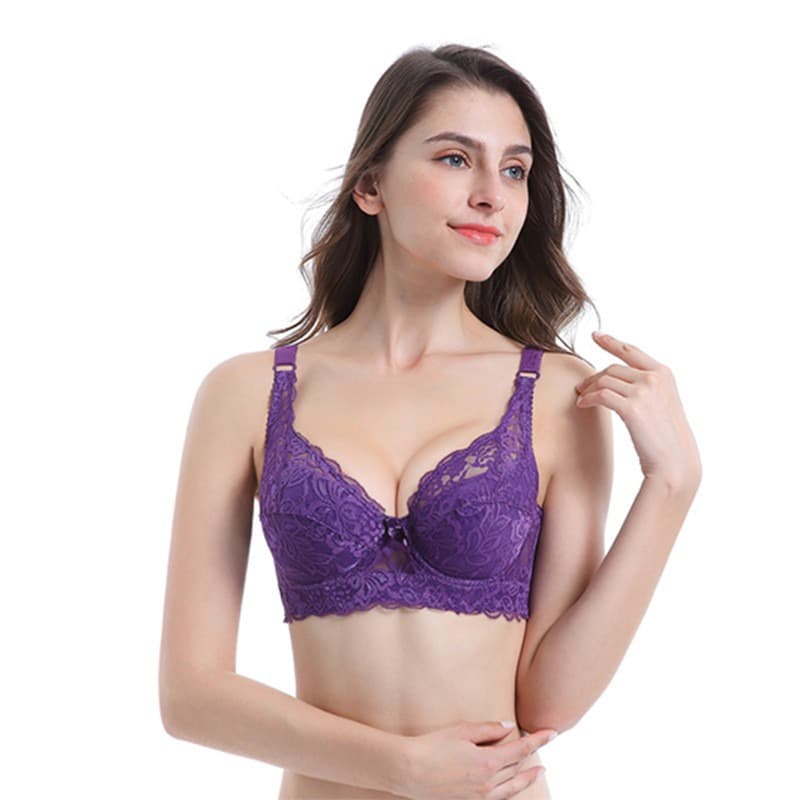 Women's Intimates Thin Cotton Cup Large Size Side Breast Adjustment Bra Lace Gathered With Steel Ring Sexy Women's Underwear