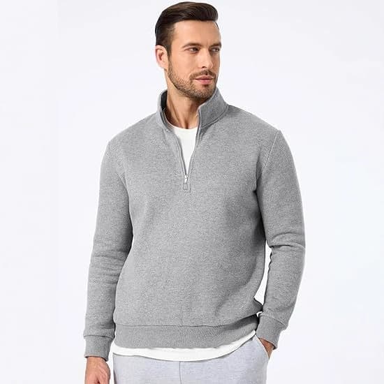 Men's Quarter-zip Stand-up Neck Sweater, Casual Long-sleeved Men's Winter And Autumn Thermal Top