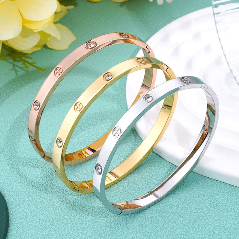 Titanium Trendy Style Light Luxury Ins Stainless Steel Fashion One-word Cross Nail Position Bracelet