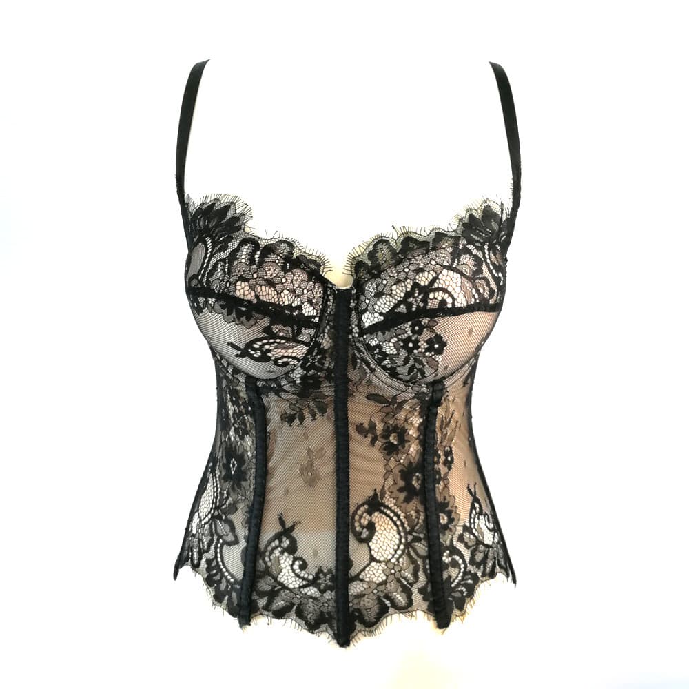 Women’s Clothing black lace sexy hollow camisole slim fit vest with padded top for women