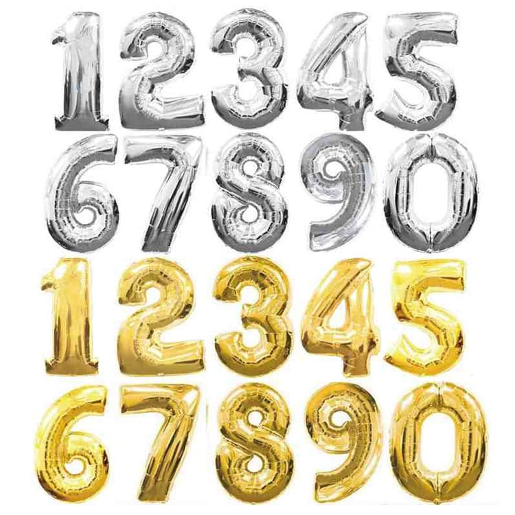 32-Inch Gold & Silver Foil Number Balloons 0-9 – Jumbo Metallic Digits For Weddings, Birthdays & Parties