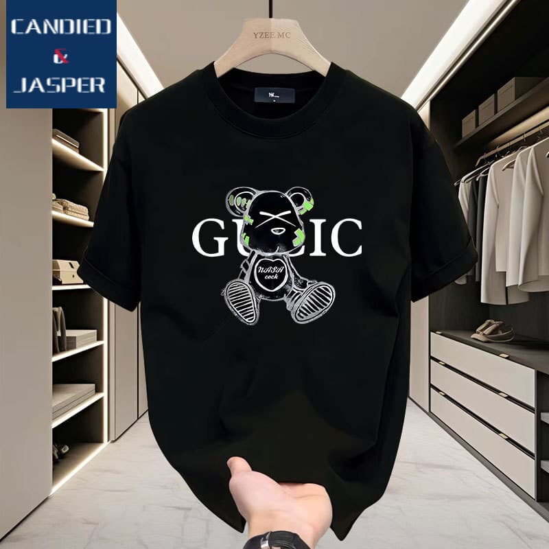 C&J Summer new high-end pure Korean casual versatile round neck short sleeved T-shirt all cotton light luxury handsome men's