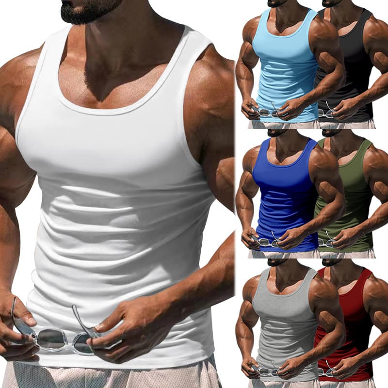 Men's Clothing Summer Men's Fitness Sports Training Vest Solid Color Men's Thin Vest Men's