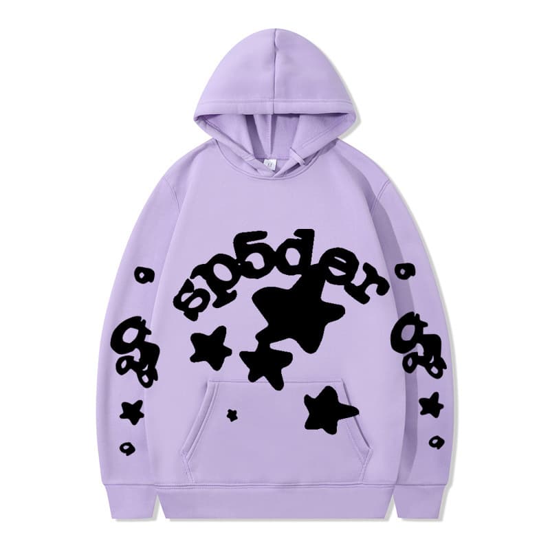 Sweat à capuche unisexe SP5DER imprimé toile d'araignée, marque tendance européenne et américaine, grandes tailles, coupe ample.