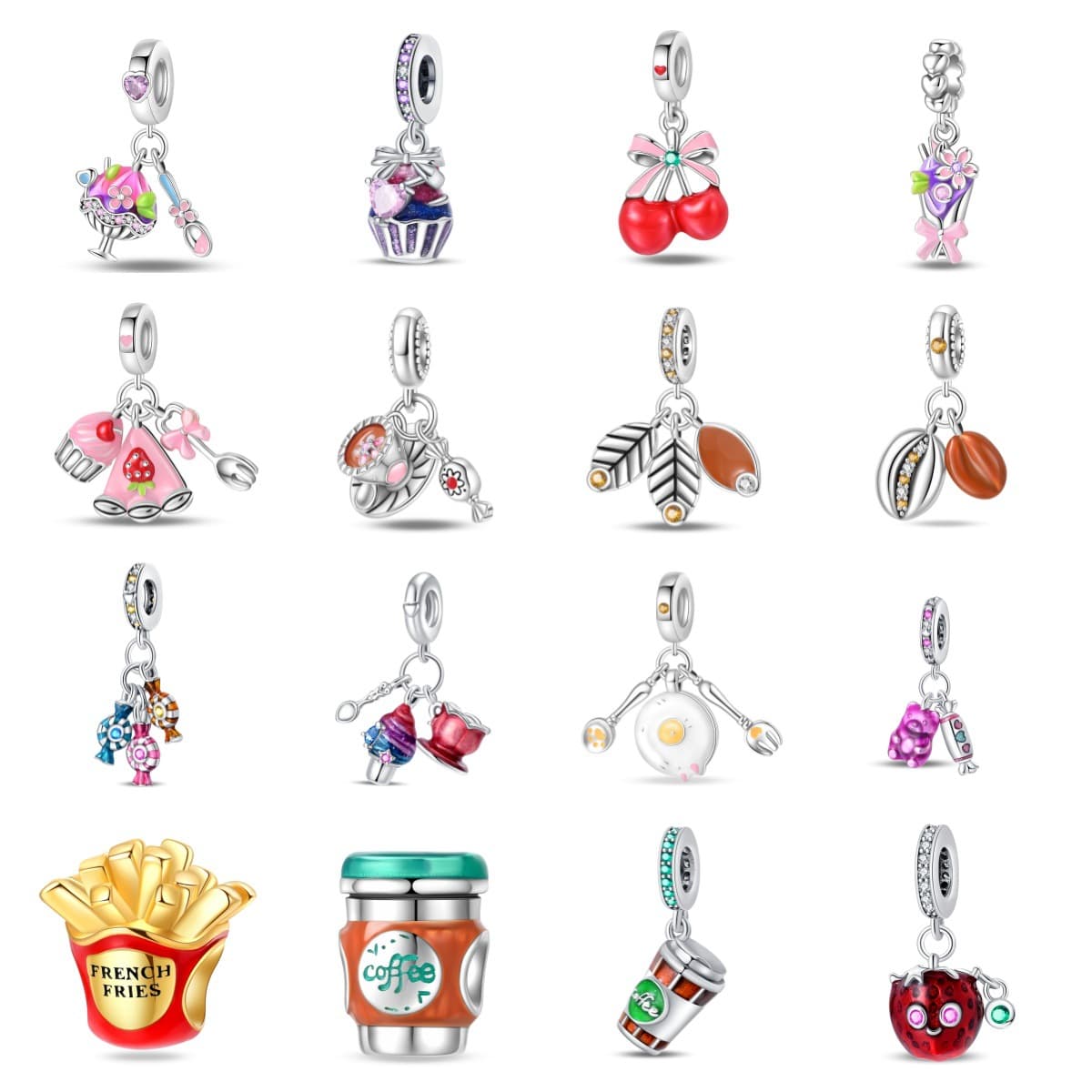 Women's Jewelry DIY Jewelry Beads Accessories Bracelet Copper Plated 925 Silver Coffee Candy Cake