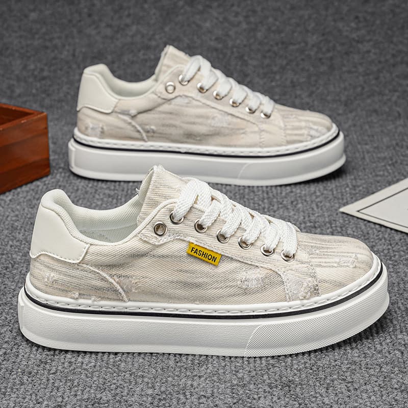 Men's Canvas Shoes Summer Breathable Low Top Non-Slip Casual Thick Soled Wear-Resistant Flat Sports Trendy Versatile