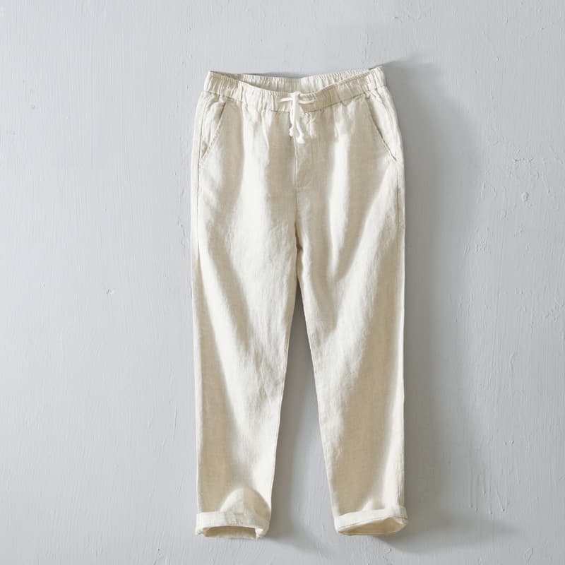 Men's Clothing Spring And Summer Simple Solid Color Straight Pants Men's Drawstring Casual Pants Linen Breathable Trousers
