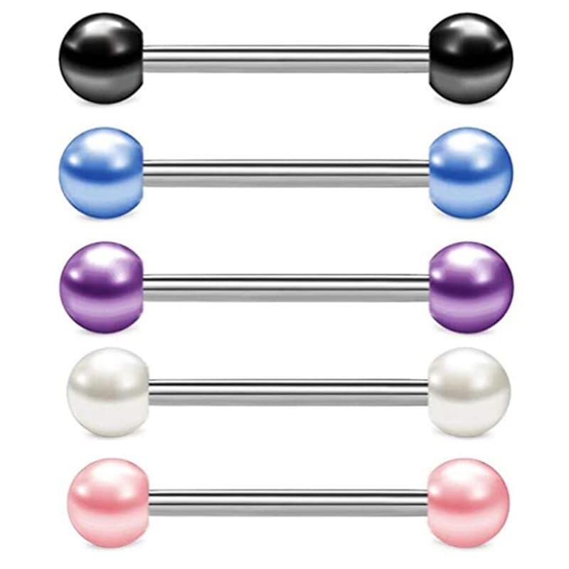 acrylic tongue ring Pearl tongue nail breast ring tongue ring body piercing jewelry tongue piercing