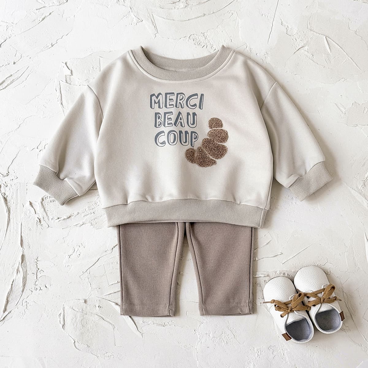 ALYCExiyuebaobao 2025 Spring And Autumn Korean Style Letter Sweatshirt Unisex Baby Casual Two-Piece Set Wholesale In Stock