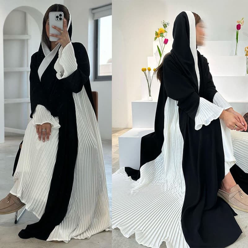 Women's Clothing Modest Muslim Clothing Pleated Dress Fashion Middle Eastern Cardigan Abaya Coat