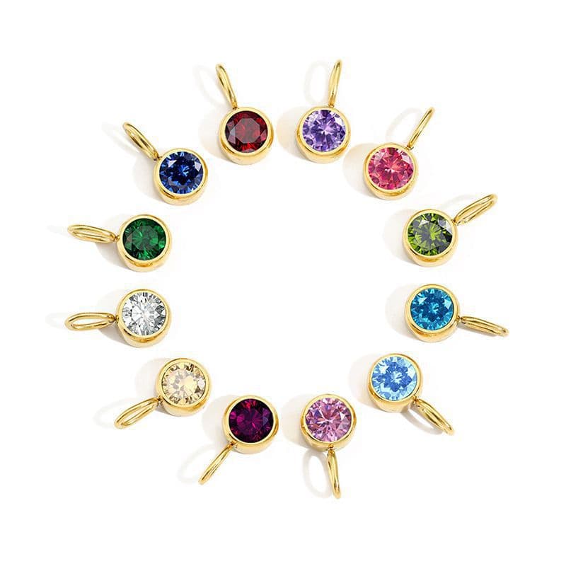 Stainless steel jewelry accessories birthstone letter pendant diy jewelry accessories color rhinestone pendant