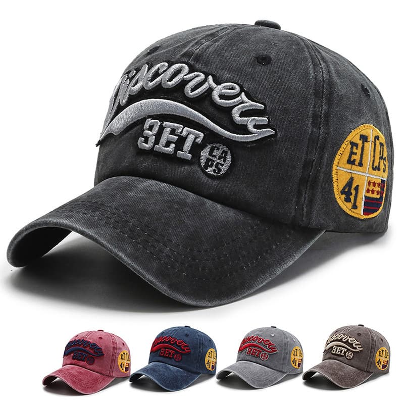 Vintage Washed Denim Baseball Cap - Embroidered Letter Snapback For Men & Women | Distressed Style Adjustable Hat