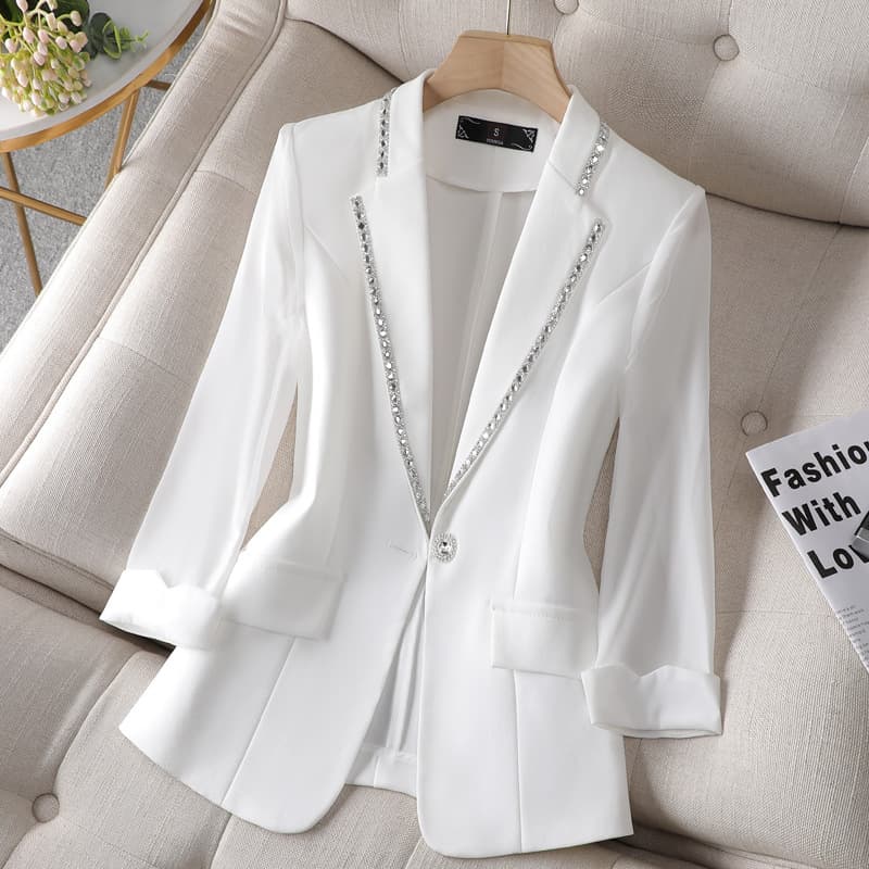 Women's Clothing White small suit jacket for women 2023 new spring and autumn Korean style casual high-end fashion suit ladies tops