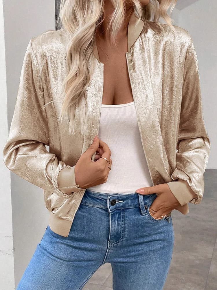 K New Pure Color Splicing Thin Fashion Coat Slim And Slim Casual Jacket Top