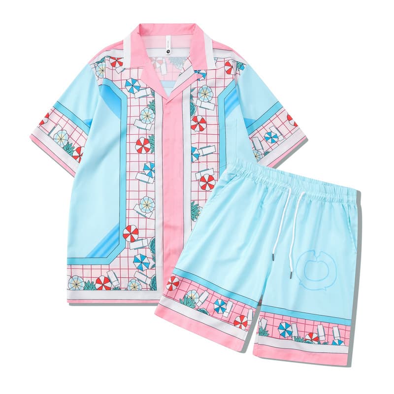 Men's Clothing Men's Retro Casual Shirt & Shorts Set - Stylish Digital Print Beachwear For Summer​