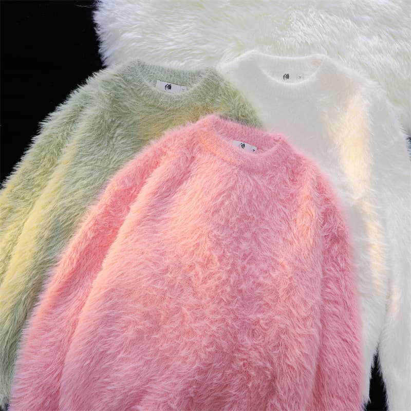 Men's Clothing Solid Color Warm Knitted Sweater Round Neck Autumn And Winter Harajuku Style Ins Loose Trendy Wear