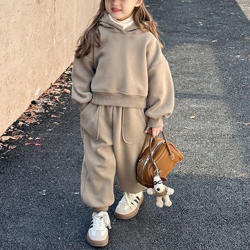 Mother & Kids Boys And Girls Autumn And Winter Plus Velvet Thickened Sweater Pants Suit 2024 New Children's Sports Stylish Casual Two Piece Suit